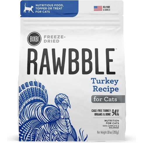 Bixbi Cat Rawbble Freeze-Dried Turkey Raw Cat Food 3.5oz - Poudre Pet & Feed Supply